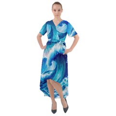 Tsunami Tidal Wave Ocean Waves Sea Nature Water 3 Front Wrap High Low Dress