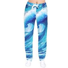 Tsunami Tidal Wave Ocean Waves Sea Nature Water 3 Women Velvet Drawstring Pants