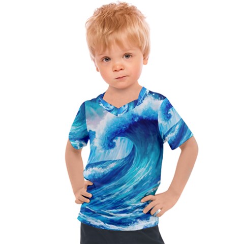 Tsunami Tidal Wave Ocean Waves Sea Nature Water 3 Kids  Sports Tee by Jancukart