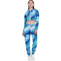 Tsunami Tidal Wave Ocean Waves Sea Nature Water 3 Cropped Zip Up Lounge Set by Jancukart