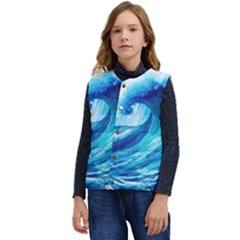 Tsunami Tidal Wave Ocean Waves Sea Nature Water 3 Kid s Short Button Up Puffer Vest	