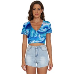 Tsunami Tidal Wave Ocean Waves Sea Nature Water 3 V-neck Crop Top