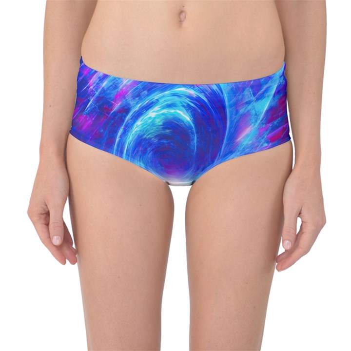 Tsunami Waves Ocean Sea Nautical Nature Water Art Work Mid-Waist Bikini Bottoms