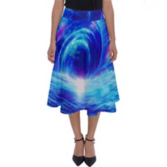 Tsunami Waves Ocean Sea Nautical Nature Water Art Work Perfect Length Midi Skirt by Jancukart