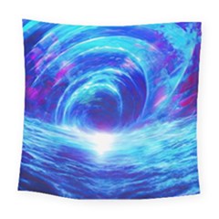 Tsunami Waves Ocean Sea Nautical Nature Water Art Work Square Tapestry (large)