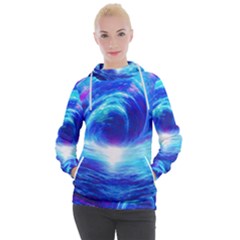 Tsunami Waves Ocean Sea Nautical Nature Water Art Work Women s Hooded Pullover