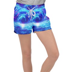 Tsunami Waves Ocean Sea Nautical Nature Water Art Work Women s Velour Lounge Shorts