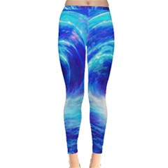 Tsunami Waves Ocean Sea Nautical Nature Water Art Work Inside Out Leggings by Jancukart