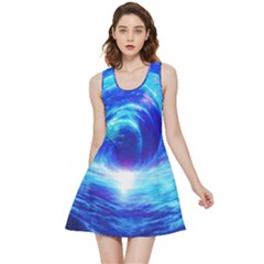 Tsunami Waves Ocean Sea Nautical Nature Water Art Work Inside Out Reversible Sleeveless Dress by Jancukart