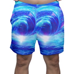 Tsunami Waves Ocean Sea Nautical Nature Water Art Work Men s Shorts by Jancukart