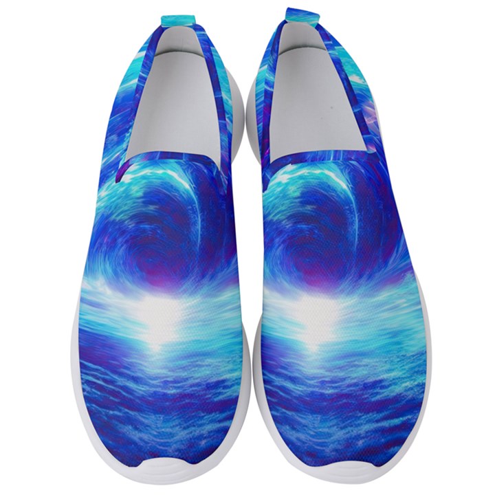 Tsunami Waves Ocean Sea Nautical Nature Water Art Work Men s Slip On Sneakers