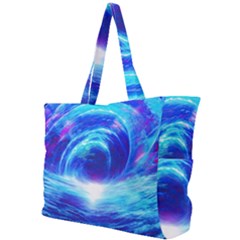 Tsunami Waves Ocean Sea Nautical Nature Water Art Work Simple Shoulder Bag by Jancukart