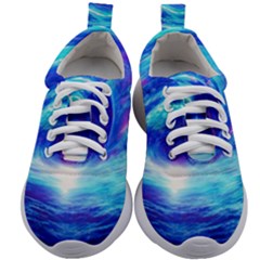 Tsunami Waves Ocean Sea Nautical Nature Water Art Work Kids Athletic Shoes by Jancukart