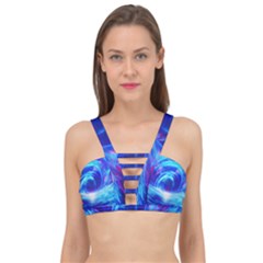 Tsunami Waves Ocean Sea Nautical Nature Water Art Work Cage Up Bikini Top