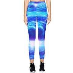 Tsunami Waves Ocean Sea Nautical Nature Water Art Work Pocket Leggings  by Jancukart