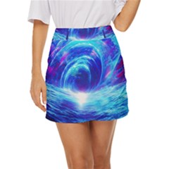 Tsunami Waves Ocean Sea Nautical Nature Water Art Work Mini Front Wrap Skirt