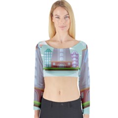 Amsterdam Landmark Landscape Long Sleeve Crop Top by Sudheng