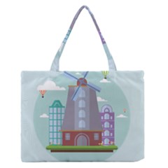 Amsterdam Landmark Landscape Zipper Medium Tote Bag by Sudheng