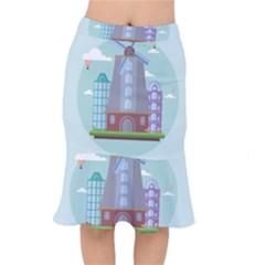 Amsterdam Landmark Landscape Short Mermaid Skirt by Sudheng