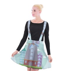 Amsterdam Landmark Landscape Suspender Skater Skirt by Sudheng