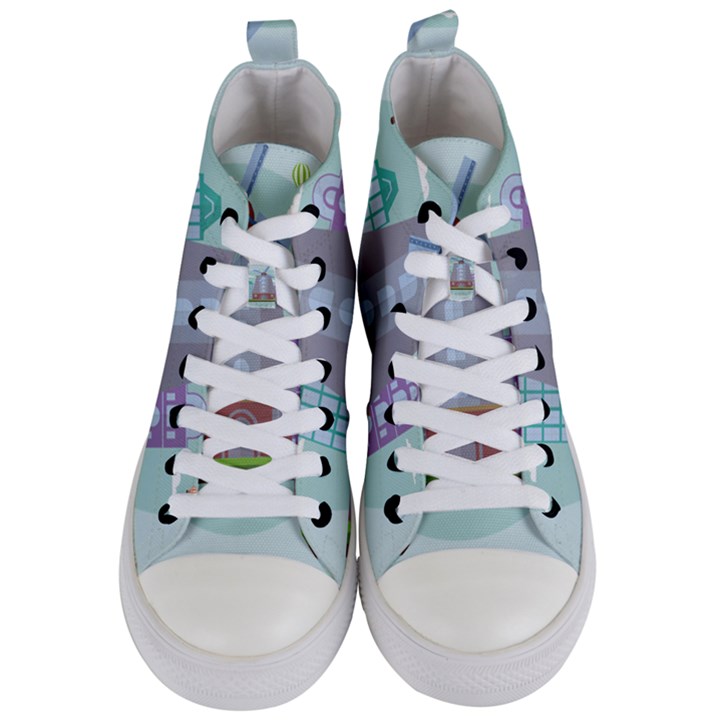 Amsterdam Landmark Landscape Women s Mid-Top Canvas Sneakers