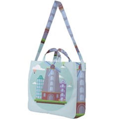 Amsterdam Landmark Landscape Square Shoulder Tote Bag by Sudheng