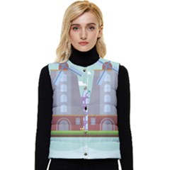 Amsterdam Landmark Landscape Women s Short Button Up Puffer Vest