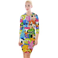 Illustration Cartoon Character Animal Cute Quarter Sleeve Hood Bodycon Dress