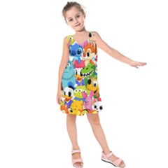 Illustration Cartoon Character Animal Cute Kids  Sleeveless Dress by Sudheng