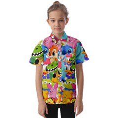 Illustration Cartoon Character Animal Cute Kids  Short Sleeve Shirt by Sudheng