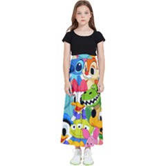 Illustration Cartoon Character Animal Cute Kids  Flared Maxi Skirt by Sudheng