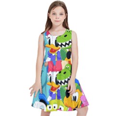 Illustration Cartoon Character Animal Cute Kids  Skater Dress by Sudheng