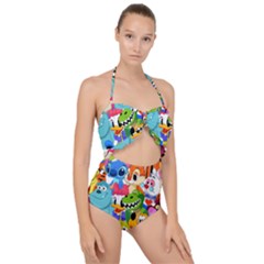 Illustration Cartoon Character Animal Cute Scallop Top Cut Out Swimsuit by Sudheng