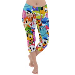 Illustration Cartoon Character Animal Cute Lightweight Velour Capri Yoga Leggings