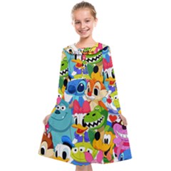 Illustration Cartoon Character Animal Cute Kids  Midi Sailor Dress