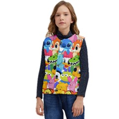 Illustration Cartoon Character Animal Cute Kid s Short Button Up Puffer Vest	