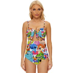 Illustration Cartoon Character Animal Cute Knot Front One-piece Swimsuit by Sudheng