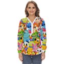 Illustration Cartoon Character Animal Cute Zip Up Long Sleeve Blouse View1