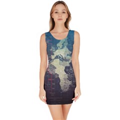 Vintage World Map Illustration Artwork Water Drop Digital Art Arts Bodycon Dress by Sudheng