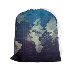 Vintage World Map Illustration Artwork Water Drop Digital Art Arts Drawstring Pouch (2xl) by Sudheng