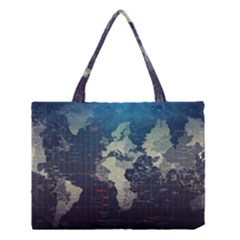 Vintage World Map Illustration Artwork Water Drop Digital Art Arts Medium Tote Bag by Sudheng