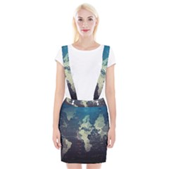 Vintage World Map Illustration Artwork Water Drop Digital Art Arts Braces Suspender Skirt