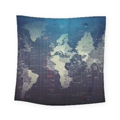 Vintage World Map Illustration Artwork Water Drop Digital Art Arts Square Tapestry (small)