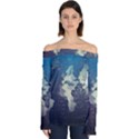 Vintage World Map Illustration Artwork Water Drop Digital Art arts Off Shoulder Long Sleeve Top View1