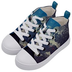 Vintage World Map Illustration Artwork Water Drop Digital Art Arts Kids  Mid-top Canvas Sneakers