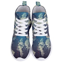 Vintage World Map Illustration Artwork Water Drop Digital Art Arts Women s Lightweight High Top Sneakers