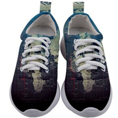 Vintage World Map Illustration Artwork Water Drop Digital Art Arts Kids Athletic Shoes by Sudheng