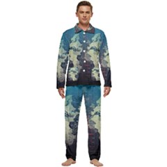 Vintage World Map Illustration Artwork Water Drop Digital Art Arts Men s Long Sleeve Velvet Pocket Pajamas Set by Sudheng