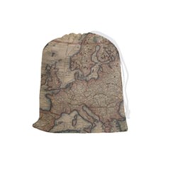 Vintage Europe Map Drawstring Pouch (large) by Sudheng