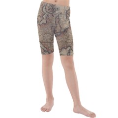 Vintage Europe Map Kids  Mid Length Swim Shorts by Sudheng